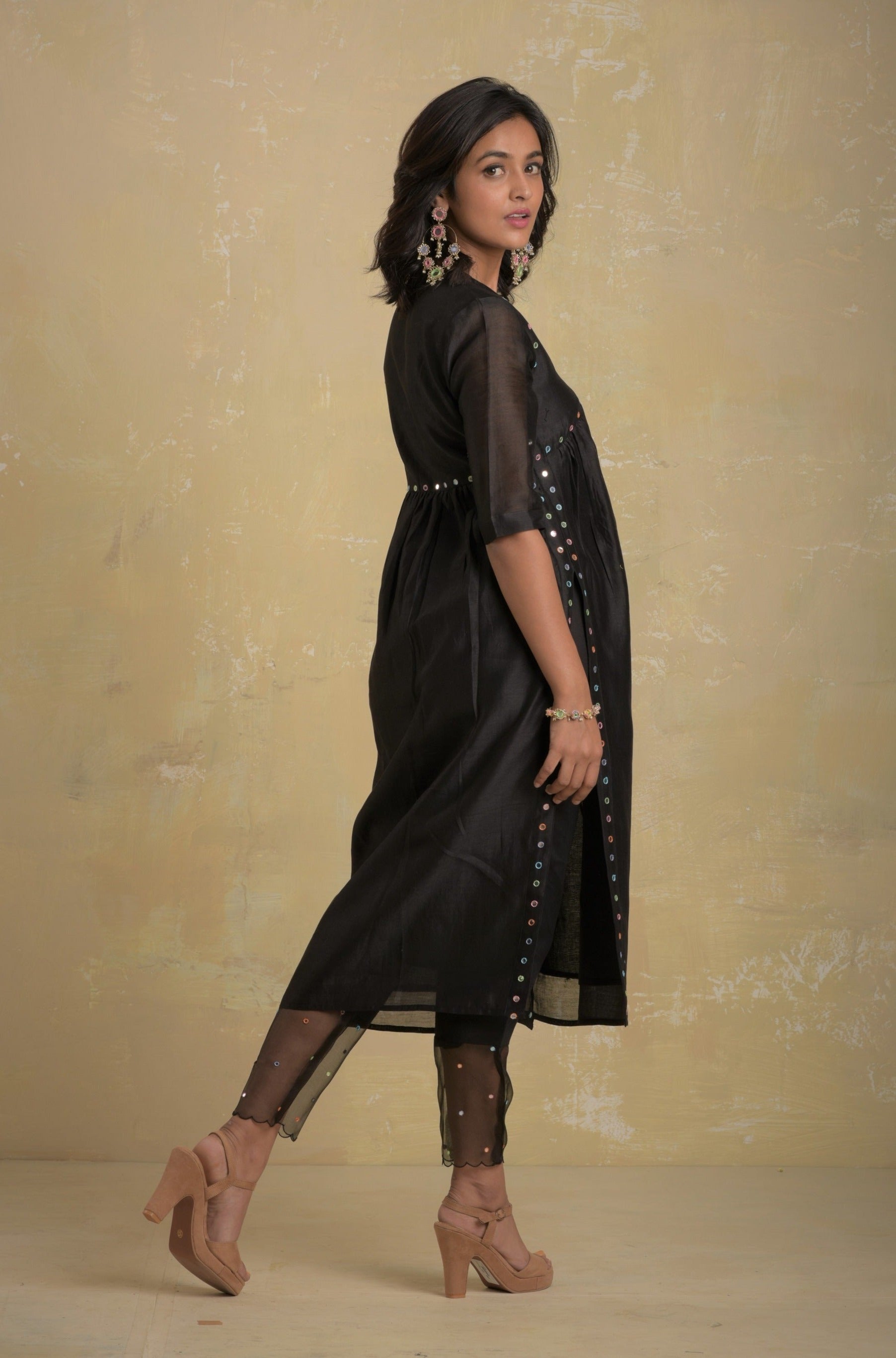 Black Elegant Kurti in Silk and Dhoti Pant – Saaj Designs Fashion Studio